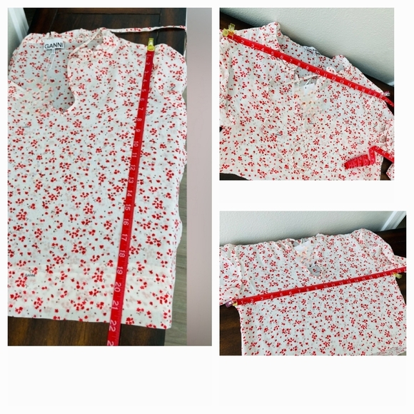 Ganni Red and White Floral Blouse - Picture 2 of 3
